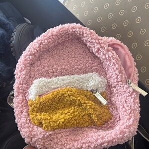 Pink and Yellow Kids Fuzzy Backpack